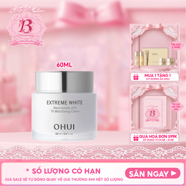  Kem Dưỡng OHUI Hỗ Trợ Dưỡng Sáng Chuyên Sâu Extreme White Niacinamide 10% TX MelaToning Cream 60ml 