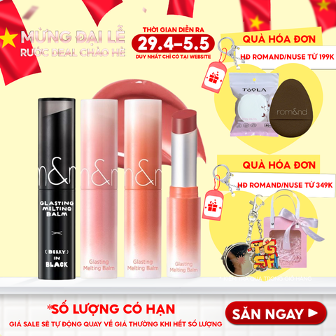 [VE-EASY] Son Dưỡng Romand Dạng Thỏi Có Màu Thuần Chay Dưỡng Ẩm Mềm Môi Glasting Melting Balm
