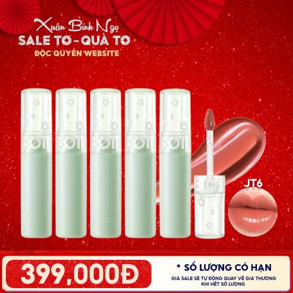  [ĐỘC QUYỀN - COMBO SIÊU HỜI] 5 Son Tint Bóng FOIF Thuần Chay, Ẩm Mọng, Bền Màu Juicy Fit Tint 