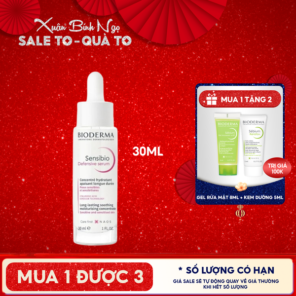  Serum Bioderma Dưỡng Ẩm, Làm Dịu Cho Da Nhạy Cảm Sensibio Defensive Serum 30ml 