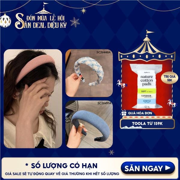  [NHẬP KHẨU] Băng Đô Cài Tóc Thời Trang, Phong Cách Hàn Quốc, Nhiều Họa Tiết TOOLA 