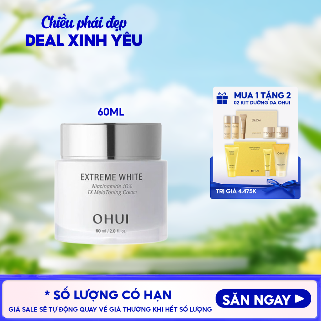 Kem Dưỡng OHUI Hỗ Trợ Dưỡng Sáng Chuyên Sâu Extreme White Niacinamide 10% TX MelaToning Cream 60ml