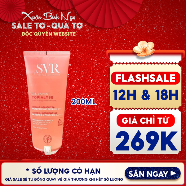  Sữa Rửa Mặt SVR Dạng Gel Không Chứa Xà Phòng Dành Cho Da Khô Topialyse Gel Lavant 