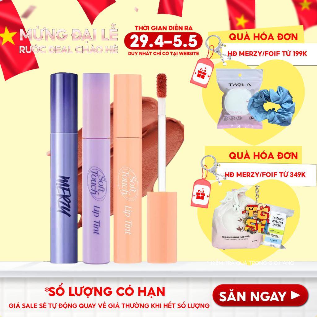 [SL1 - SL14] Son Kem Merzy Siêu Lì, Siêu Mịn Môi Soft Touch Lip Tint 3g