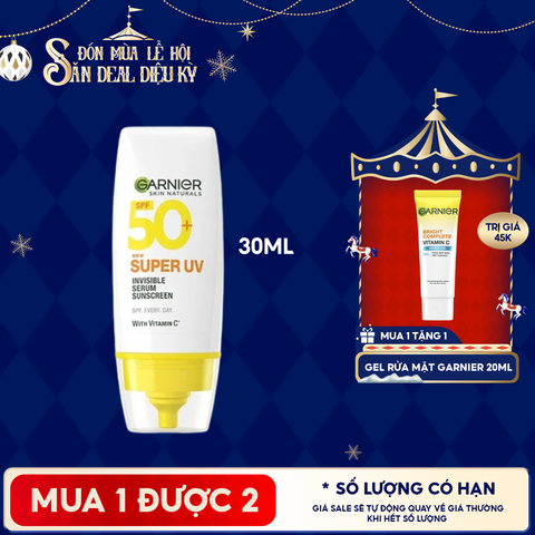 Serum Chống Nắng Garnier Mỏng Nhẹ Skin Naturals Super UV Invisible Serum Sunscreen SPF50+/PA++++