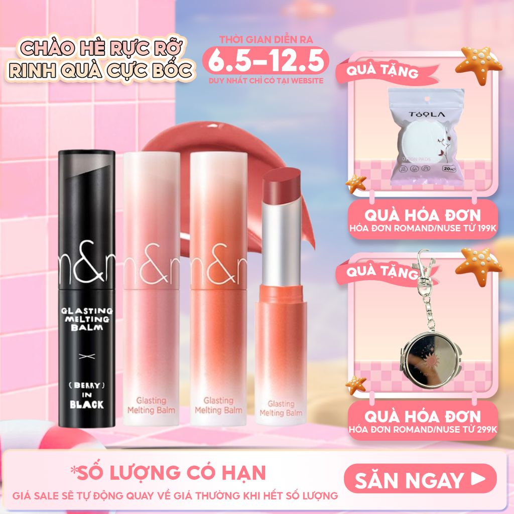 [VE-EASY] Son Dưỡng Romand Dạng Thỏi Có Màu Thuần Chay Dưỡng Ẩm Mềm Môi Glasting Melting Balm