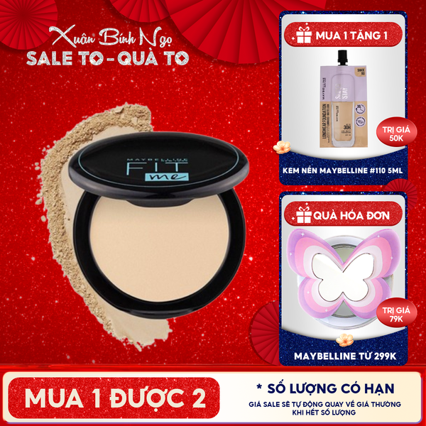  Phấn Phủ Maybelline Dạng Nén Che Phủ Hoàn Hảo, Kiềm Dầu Hiệu Quả Fit Me Matte Poreless Powder SPF32 /PA+++ 6g - Hộp Tròn 