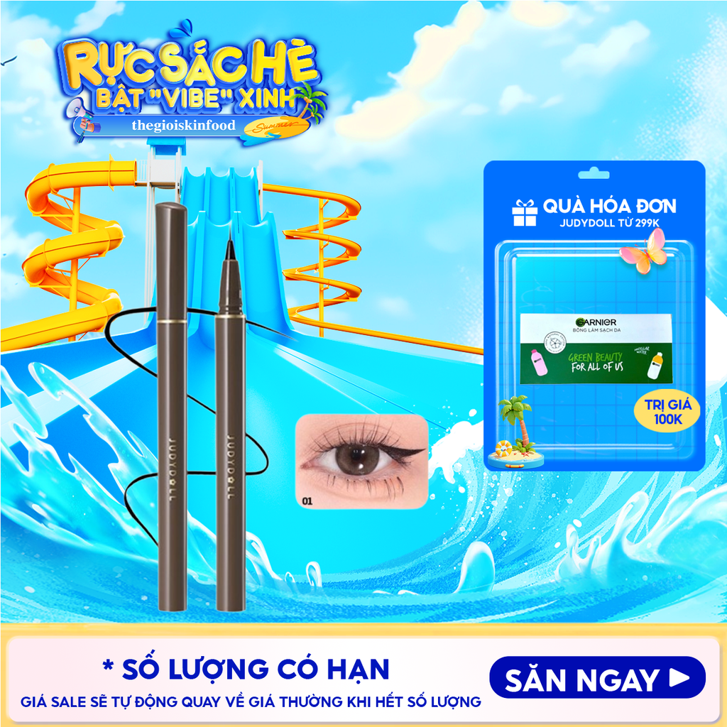 Bút Kẻ Mắt Nước Judydoll Siêu Mảnh, Lâu Trôi, Chống Thấm Nước Slim Liquid Eyeliner 0.4g - 01 Black