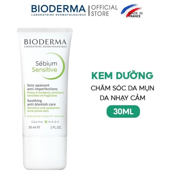  Kem Dưỡng Bioderma Chăm Sóc Da Mụn, Nhạy Cảm Sebium Sensitive 30ml 