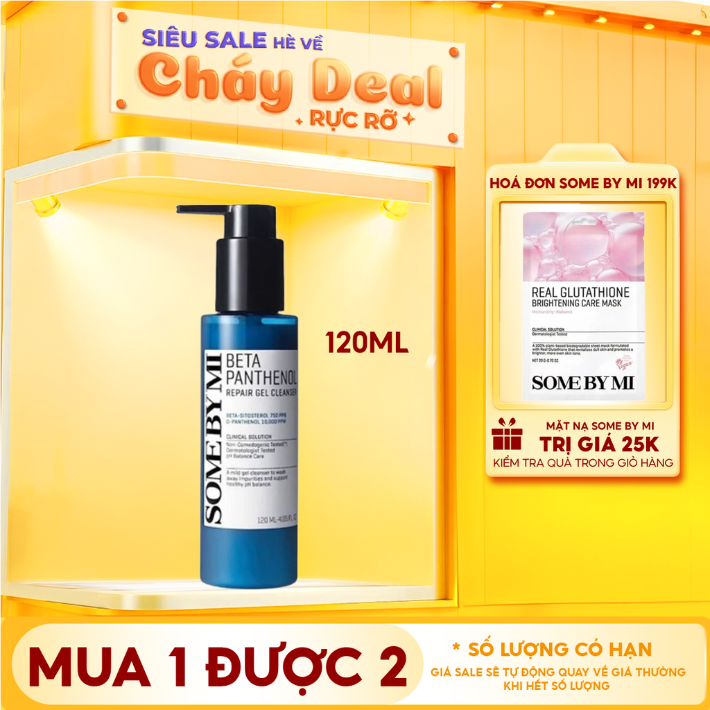 Sữa Rửa Mặt Tạo Bọt Some By Mi Làm Dịu Da Beta Panthenol Repair Gel Cleanser 120ml