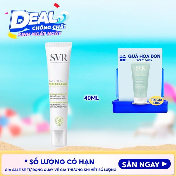  Kem Dưỡng SVR Cải Thiện Mụn, Thông Thoáng Lỗ Chân Lông Sebiaclear Mat + Pores 40ml 