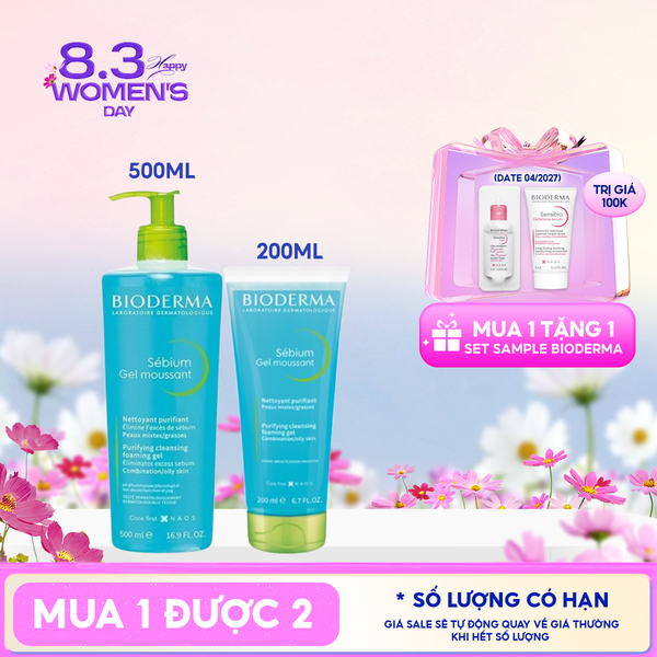  Gel Rửa Mặt Bioderma Ngăn Ngừa Mụn Cho Da Dầu Sebium Gel Moussant 