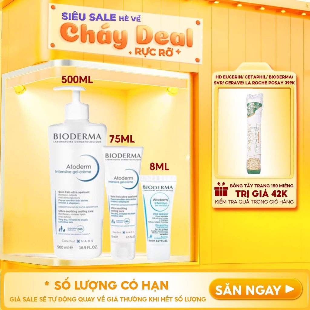 Kem Dưỡng Ẩm Bioderma Làm Dịu Dạng Gel Cho Da Rất Khô Atoderm Intensive Gel-Creme 500ml