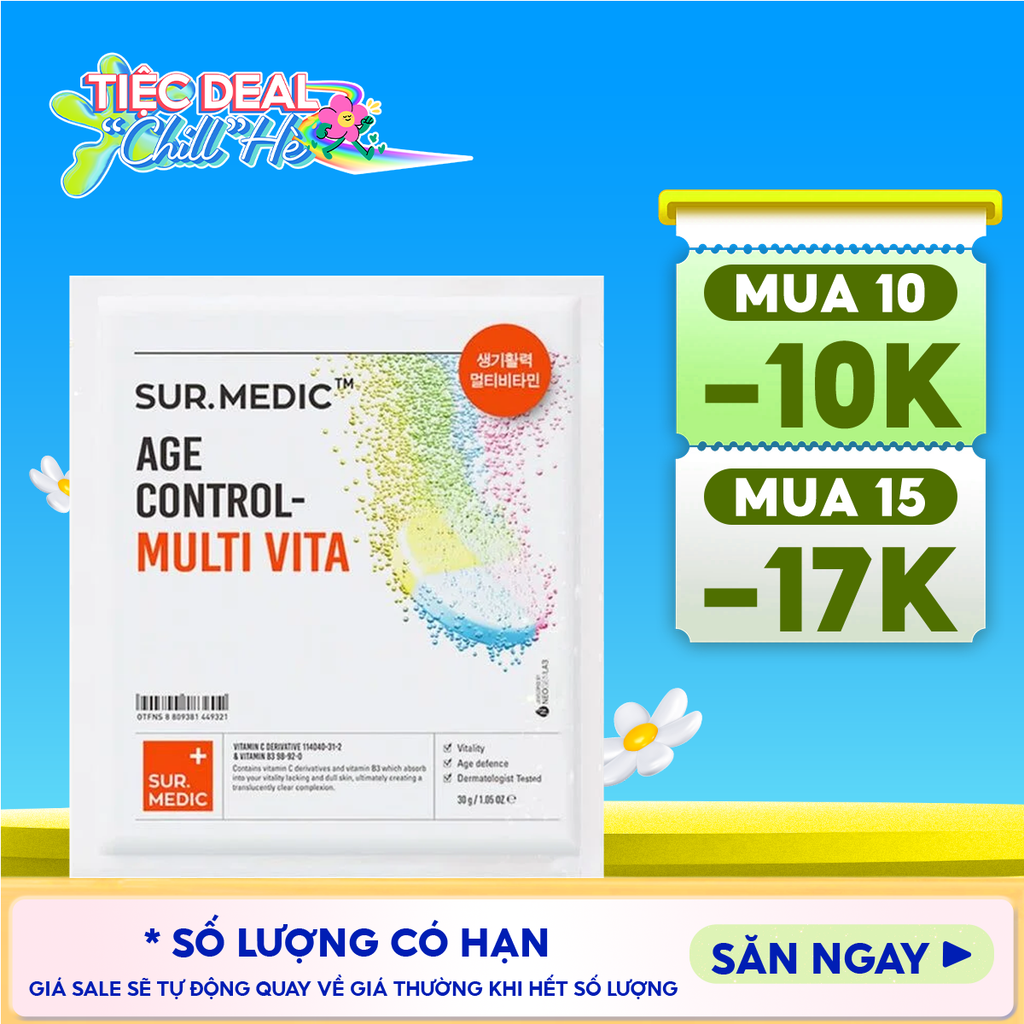 Mặt Nạ Cung Cấp Multi Vitamin, Hỗ Trợ Dưỡng Sáng Da Sur.Medic+ Age Control-Multi Vita Mask 30g