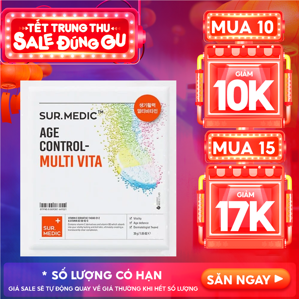 Mặt Nạ Cung Cấp Multi Vitamin, Hỗ Trợ Dưỡng Sáng Da Sur.Medic+ Age Control-Multi Vita Mask 30g