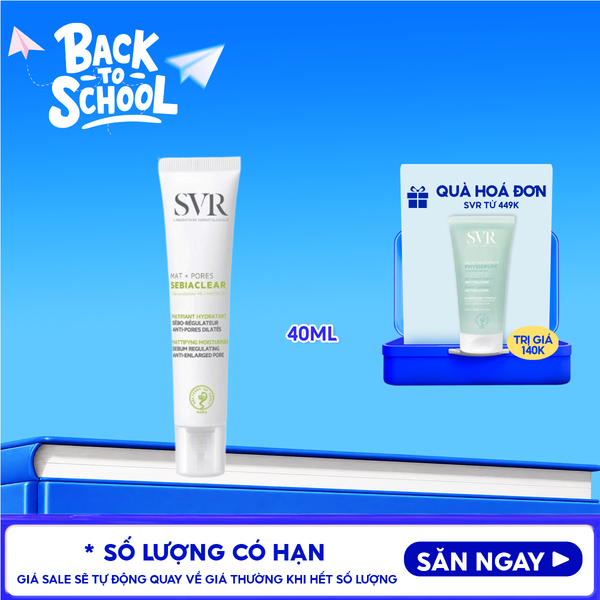  Kem Dưỡng SVR Cải Thiện Mụn, Thông Thoáng Lỗ Chân Lông Sebiaclear Mat + Pores 40ml 