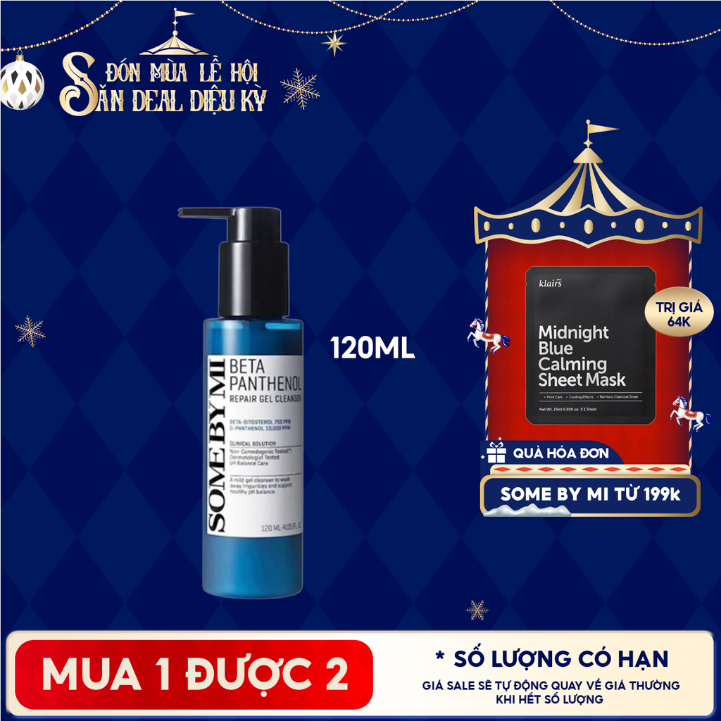 Sữa Rửa Mặt Tạo Bọt Some By Mi Làm Dịu Da Beta Panthenol Repair Gel Cleanser 120ml