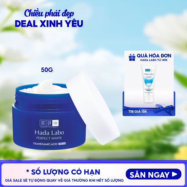  Kem Dưỡng Hada Labo Hỗ Trợ Dưỡng Sáng Da, Mờ Thâm Sạm Perfect White Tranexamic Acid Cream 50g 