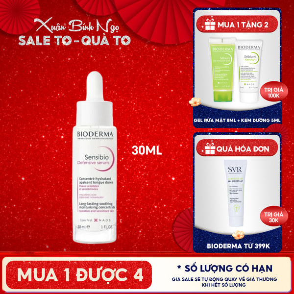  Serum Bioderma Dưỡng Ẩm, Làm Dịu Cho Da Nhạy Cảm Sensibio Defensive Serum 30ml 