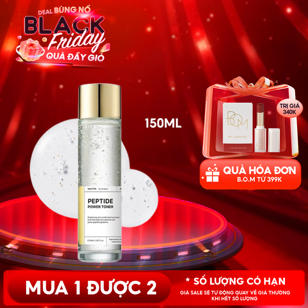  Nước Cân Bằng B.O.M Làm Sáng Da, Hỗ Trợ Mờ Nếp Nhăn Peptide Power Toner 