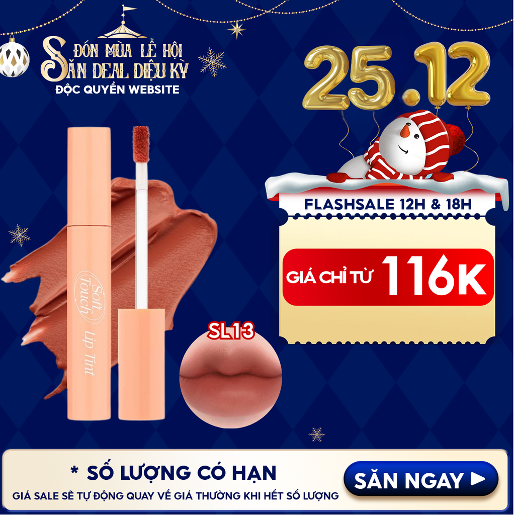 [SL1 - SL14] Son Kem Merzy Siêu Lì, Siêu Mịn Môi Soft Touch Lip Tint 3g