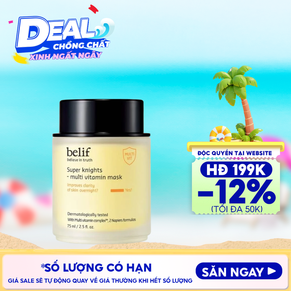  Mặt Nạ Ngủ Belif Dưỡng Ẩm & Hỗ Trợ Phục Hồi Da Chuyên Sâu Super Knights - Multi Vitamin Mask 75ml 