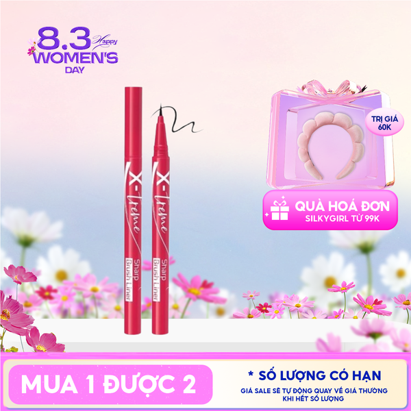  Bút Kẻ Mắt Nước Silkygirl Siêu Mảnh X-Treme Sharp Brush Liner #01 Extreme Black 0.5ml 