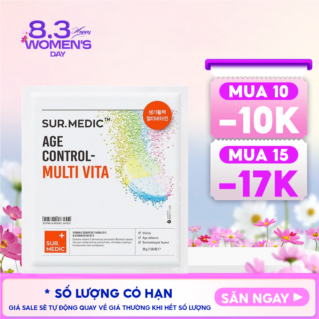 Mặt Nạ Cung Cấp Multi Vitamin, Hỗ Trợ Dưỡng Sáng Da Sur.Medic+ Age Control-Multi Vita Mask 30g