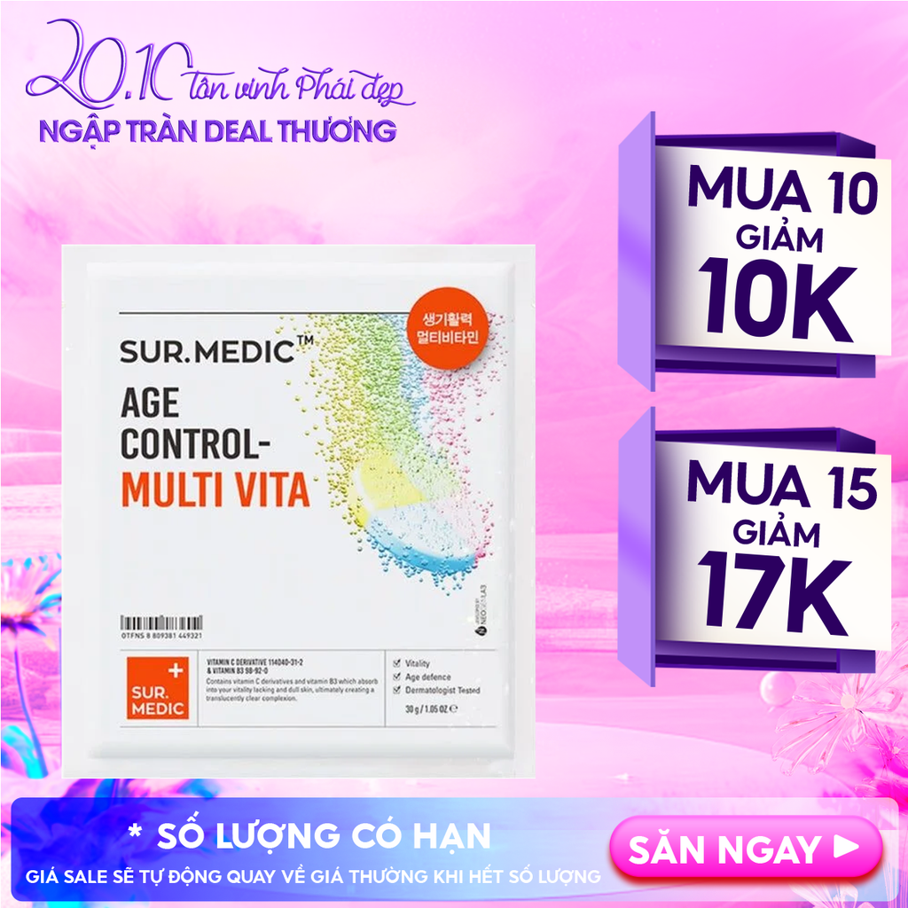 Mặt Nạ Cung Cấp Multi Vitamin, Hỗ Trợ Dưỡng Sáng Da Sur.Medic+ Age Control-Multi Vita Mask 30g