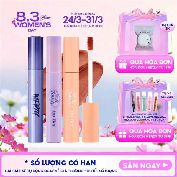  [SL1 - SL14] Son Kem Merzy Siêu Lì, Siêu Mịn Môi Soft Touch Lip Tint 3g 