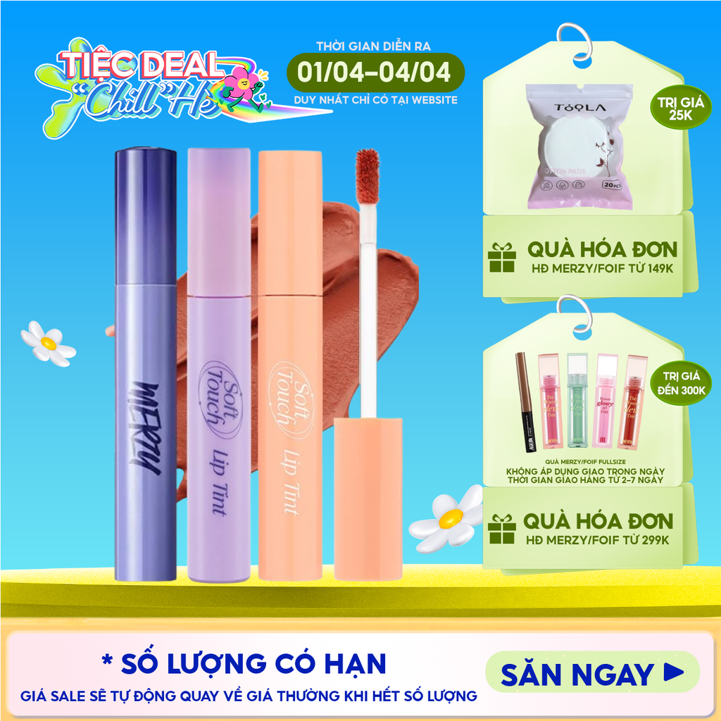 [SL1 - SL14] Son Kem Merzy Siêu Lì, Siêu Mịn Môi Soft Touch Lip Tint 3g