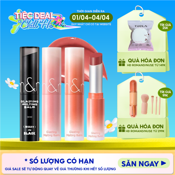  [VE-EASY] Son Dưỡng Romand Dạng Thỏi Có Màu Thuần Chay Dưỡng Ẩm Mềm Môi Glasting Melting Balm 