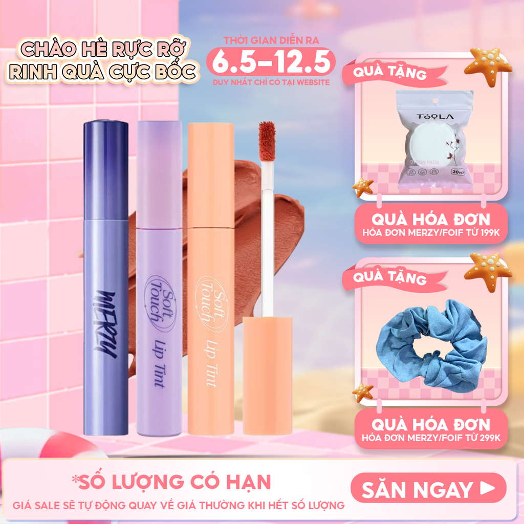 [SL1 - SL14] Son Kem Merzy Siêu Lì, Siêu Mịn Môi Soft Touch Lip Tint 3g