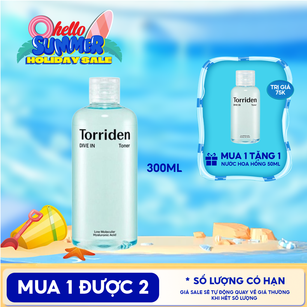 Nước Hoa Hồng Torriden Dưỡng Ẩm, Làm Dịu Da Dive-In Low Molecular Hyaluronic Acid Toner 300ml