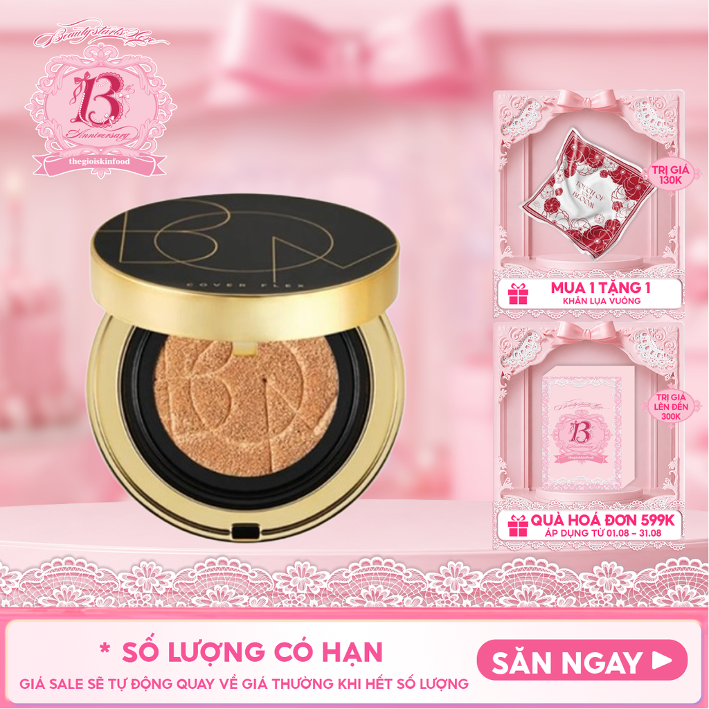 Phấn Nước  B.O.M Trang Điểm Che Phủ Tốt, Khuyết Điểm, Lâu Trôi Cover Flex Cushion SPF50+/ PA+++ 15g