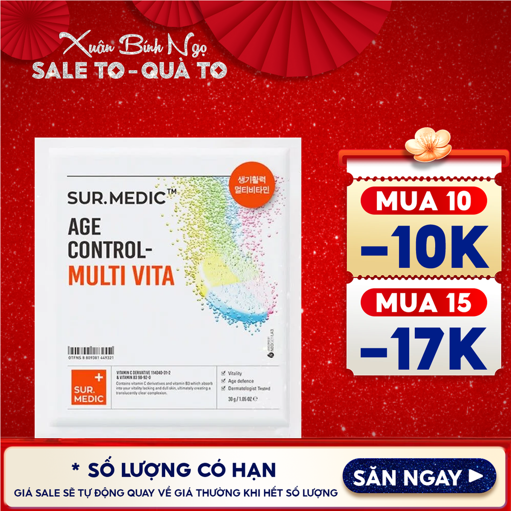 Mặt Nạ Cung Cấp Multi Vitamin, Hỗ Trợ Dưỡng Sáng Da Sur.Medic+ Age Control-Multi Vita Mask 30g