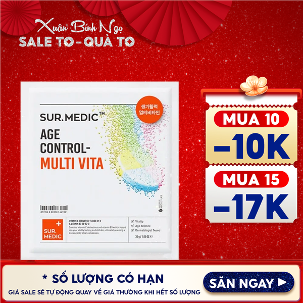  Mặt Nạ Cung Cấp Multi Vitamin, Hỗ Trợ Dưỡng Sáng Da Sur.Medic+ Age Control-Multi Vita Mask 30g 