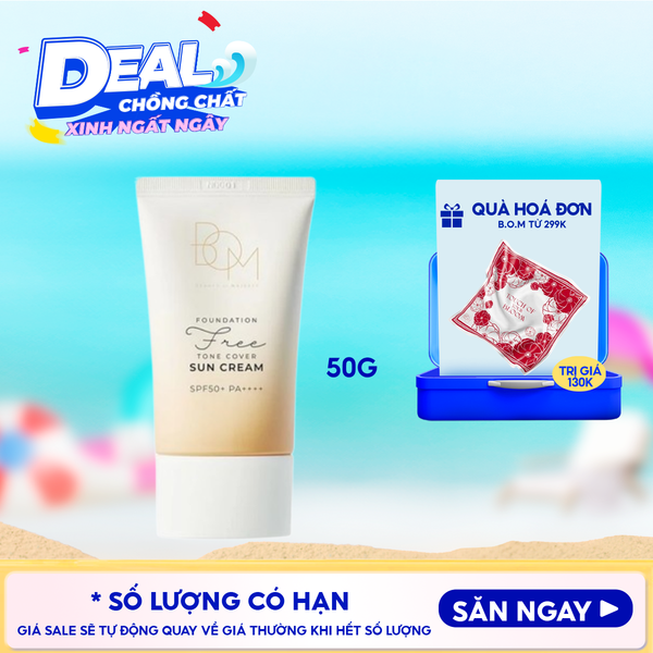 Kem Chống Nắng B.O.M Che Khuyết Điểm Foundation Free Tone Cover Sun Cream SPF50+ PA++++ 50g 