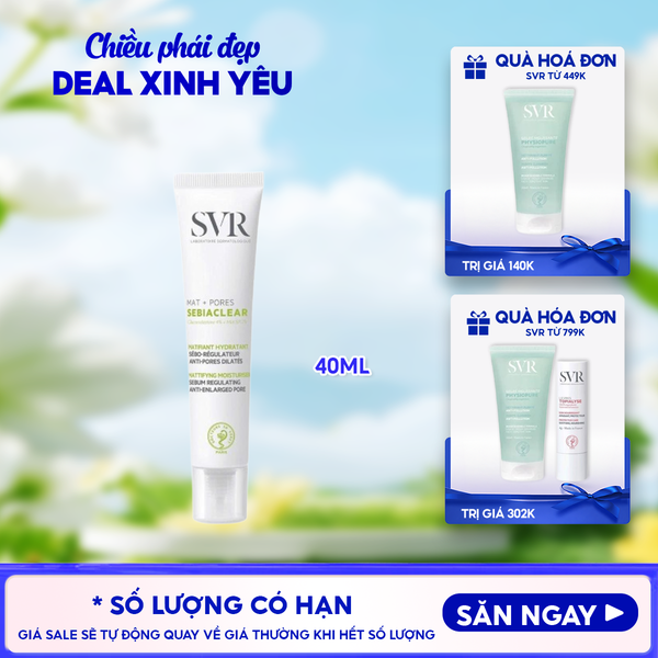  Kem Dưỡng SVR Cải Thiện Mụn, Thông Thoáng Lỗ Chân Lông Sebiaclear Mat + Pores 40ml 