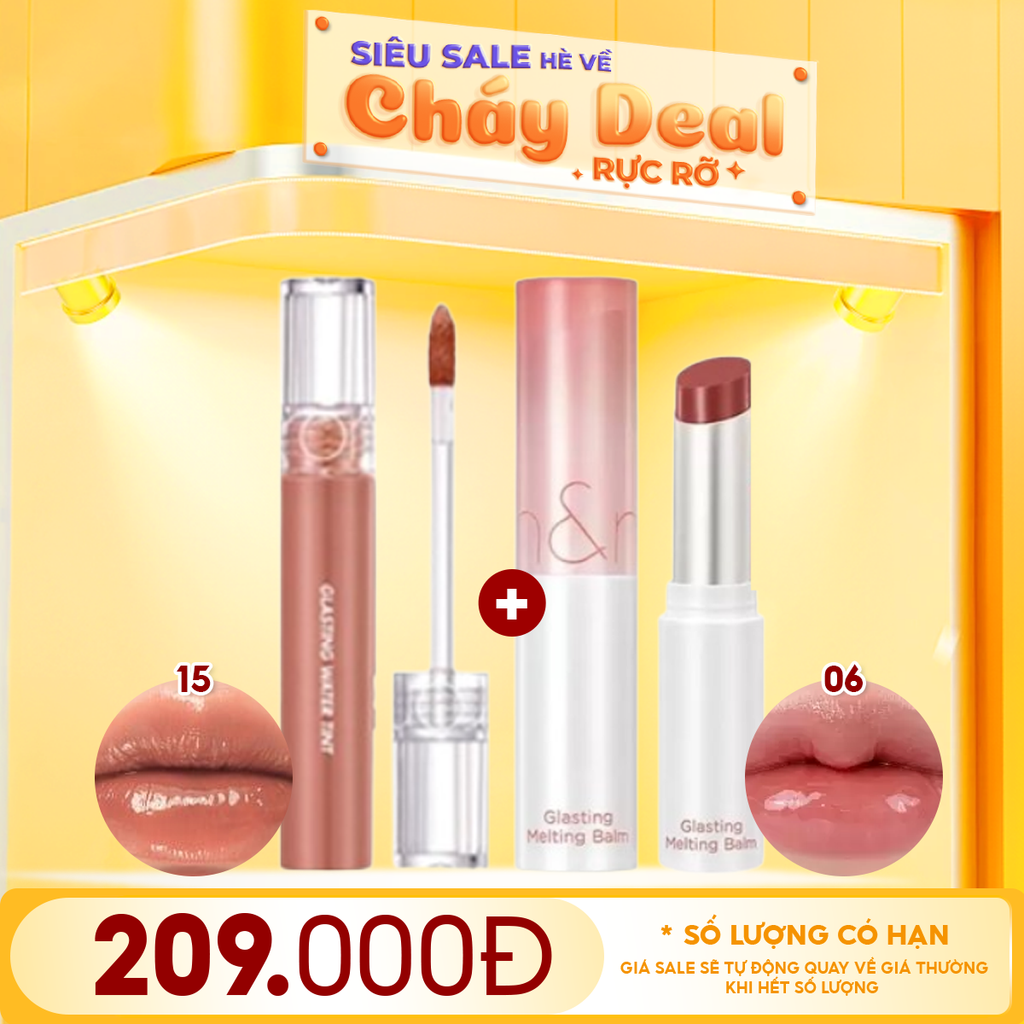 Combo Romand 2 Sản Phẩm: Son Tint Nước Glasting Water Tint 4g + Son Dưỡng Có Màu Glasting Melting Balm #06 Kaya Fig