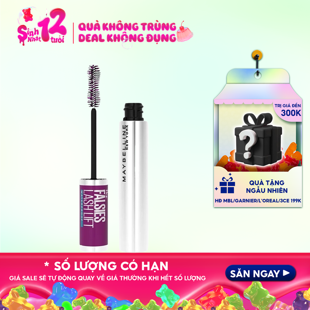 Mascara Maybelline Uốn Mi, Làm Dài Và Dày Mi The Falsies Lash Lift Waterproof - Very Black 8.6ml