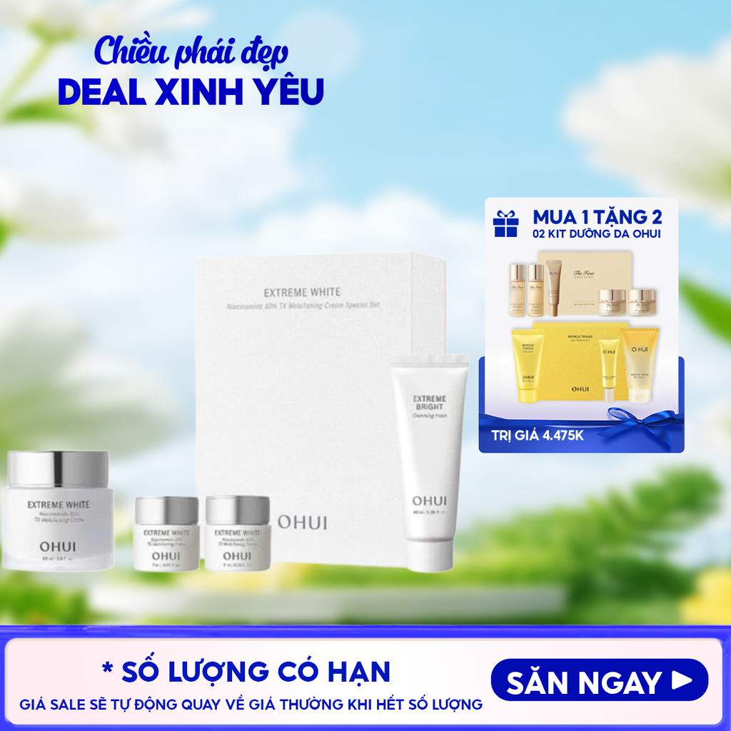Kem Dưỡng OHUI Hỗ Trợ Dưỡng Sáng Chuyên Sâu Extreme White Niacinamide 10% TX MelaToning Cream 60ml