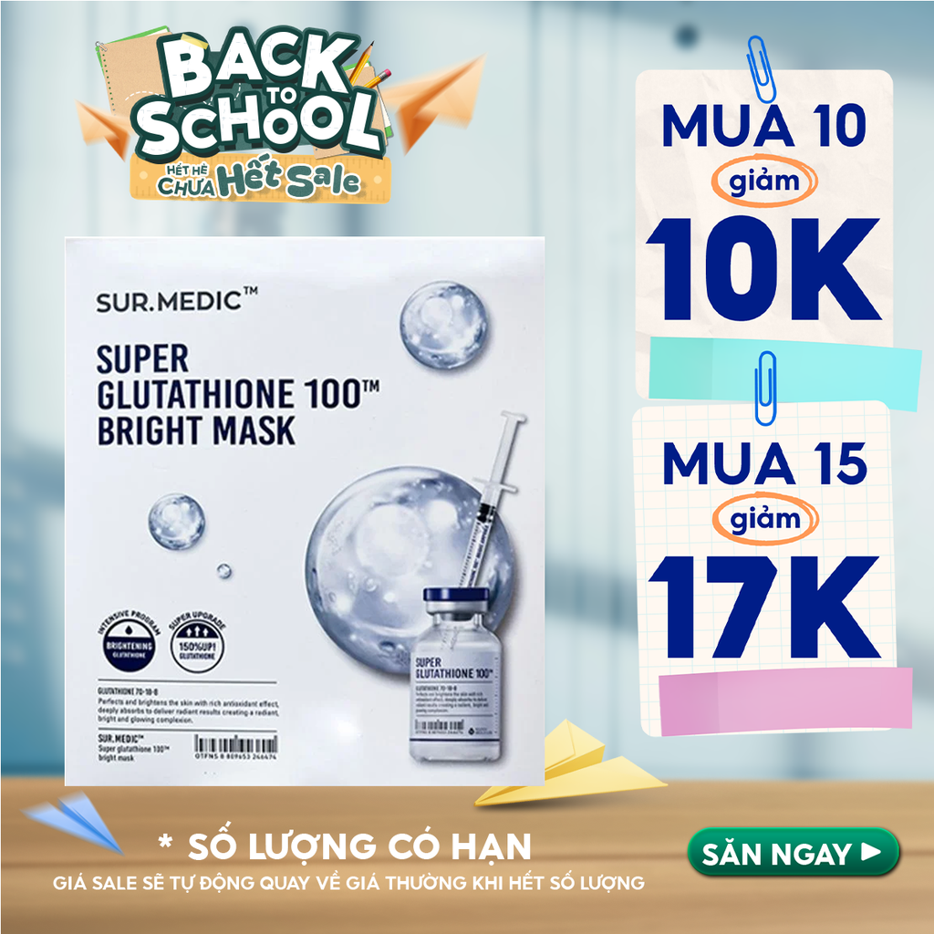 Mặt Nạ Sur.Medic+ Hỗ Trợ Dưỡng Trắng Da Bright Glutathione Mask 30g