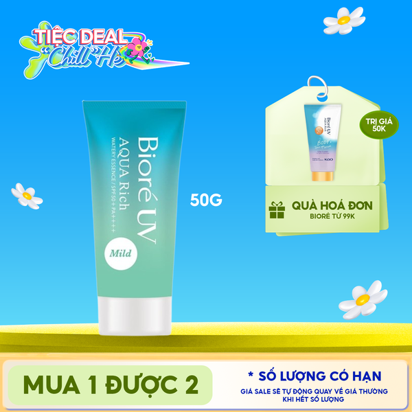  Tinh Chất Chống Nắng Màng Nước Dịu Nhẹ Bioré Uv Aqua Rich Watery Essence Mild SPF50+ PA++++ 50g 