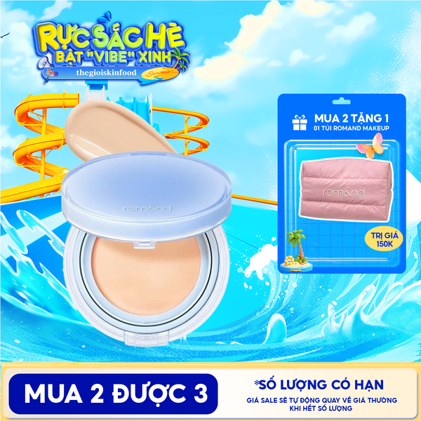 [VE-EASY] Phấn Nước Trang Điểm Romand Che Phủ Tự Nhiên, Căng Bóng Thuần Chay Bare Water Cushion SPF38/PA++++ 20g 