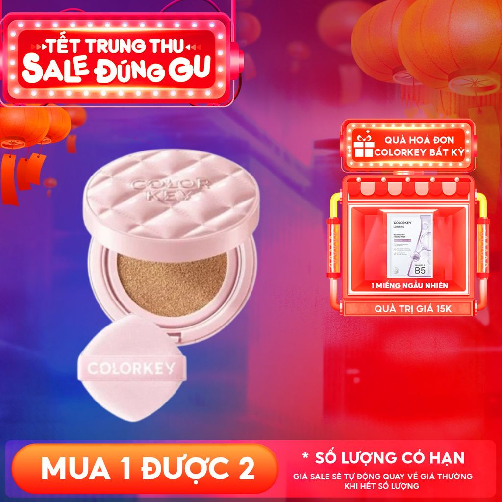 Cushion Chống Nắng Colorkey Mỏng Nhẹ, Bền Lâu Long Lasting Flawless Brightening Cushion Cream SPF50+ PA++++ 11g