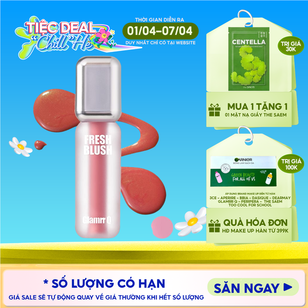  Má Hồng Kem Glamrr Q Căng Bóng Glow Lasting Fresh Blush 3.8g 