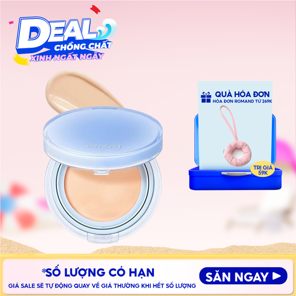  [VE-EASY] Phấn Nước Trang Điểm Romand Che Phủ Tự Nhiên, Căng Bóng Thuần Chay Bare Water Cushion SPF38/PA++++ 20g 