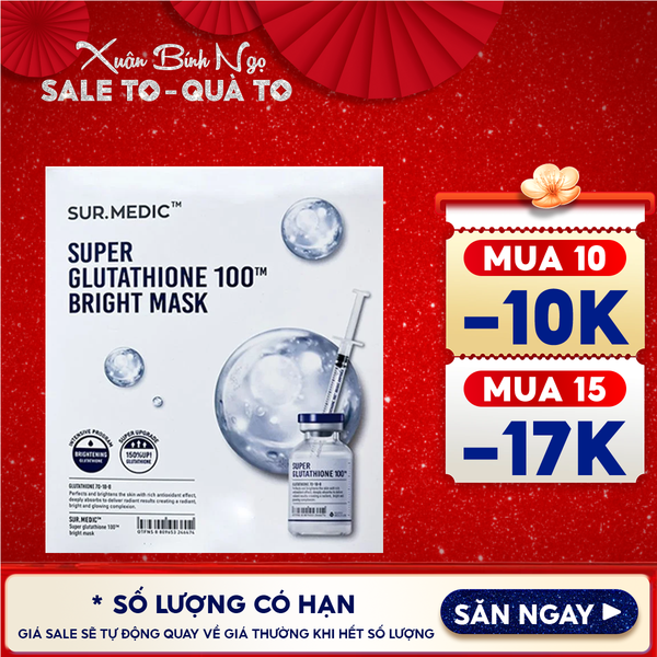  Mặt Nạ Sur.Medic+ Hỗ Trợ Dưỡng Trắng Da Bright Glutathione Mask 30g 