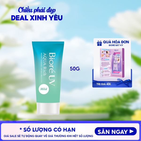  Tinh Chất Chống Nắng Bioré Màng Nước Dịu Nhẹ Uv Aqua Rich Watery Essence Mild SPF50+ PA++++ 50g 